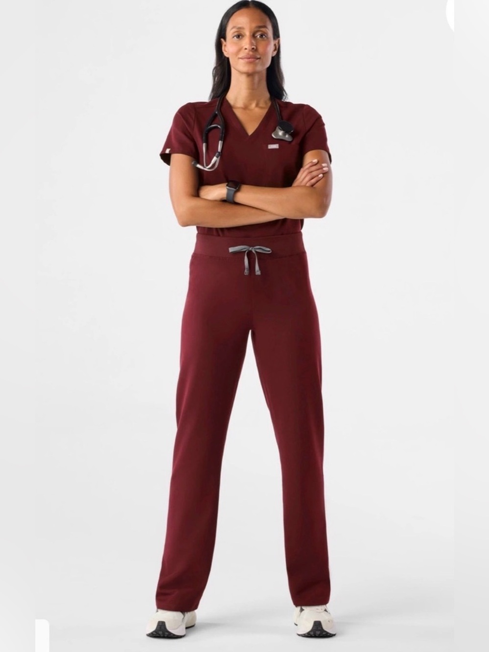 FIGS Livingston Burgundy Straight-Leg Scrub Pants Size Small